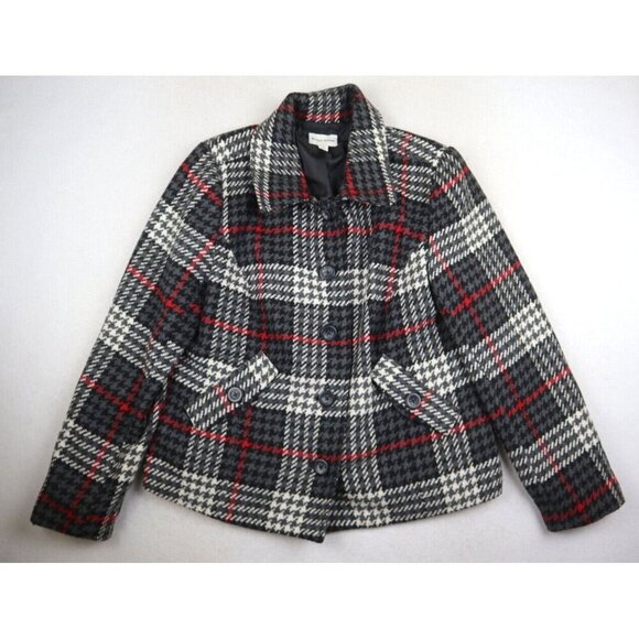 STUDIO WORKS - WOMEN'S GRAY PLAID JACKET - SIZE 16 - Picture 1 of 4